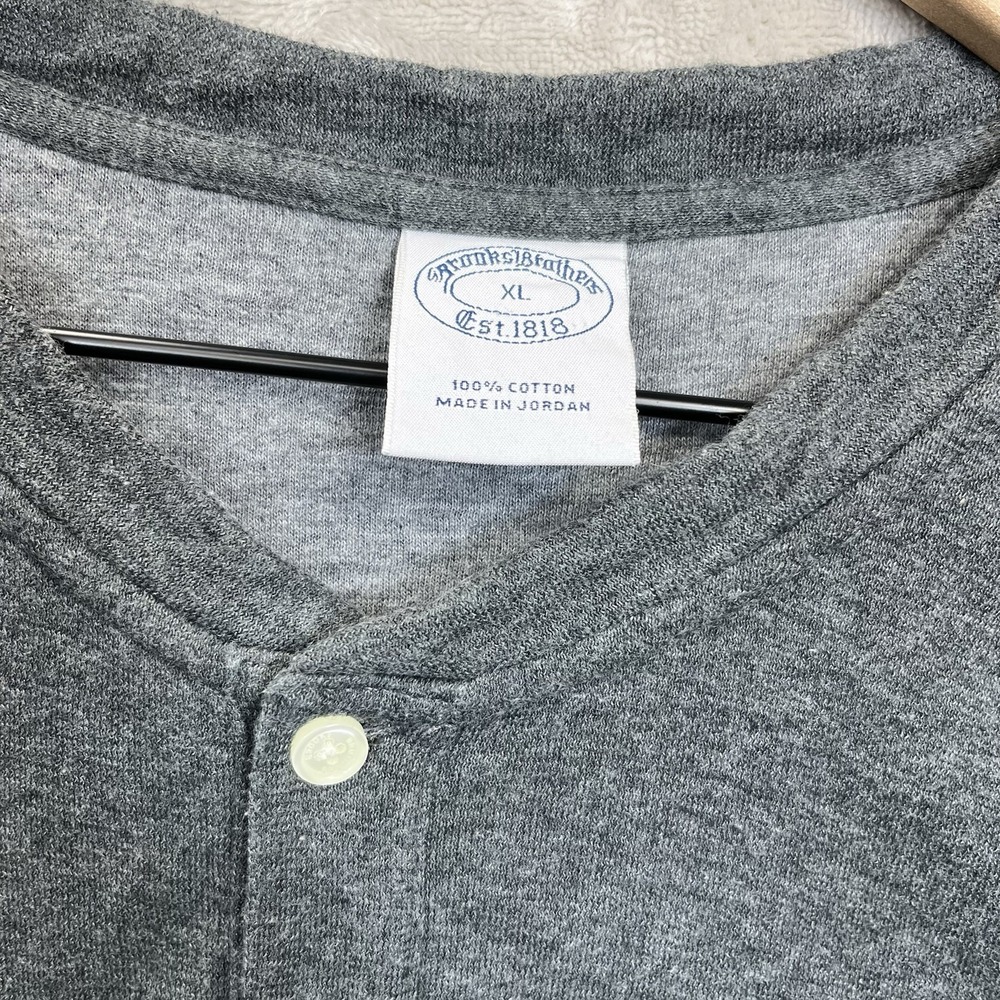 Brooks Brothers 1818 Men's XL Gray Henley Long Sleeve Shirt Cotton - Picture 3 of 7